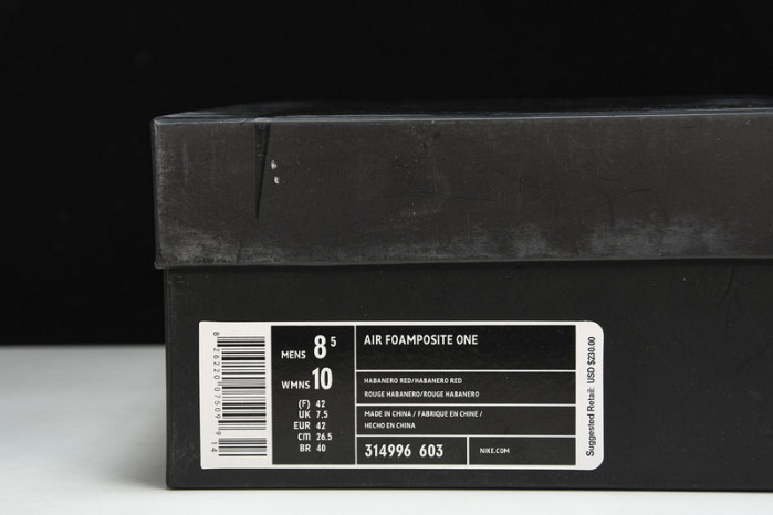 nike air foamposite one habanero red 314996-603