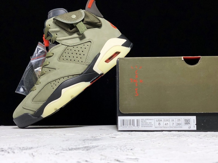 travis scott air jordan 6 medium olive - cn1084-200