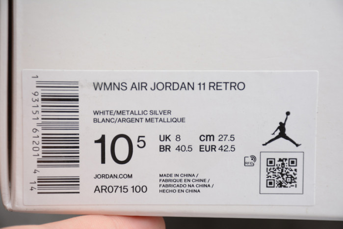 jordan 11 retro white metallic silver - ar0715-100