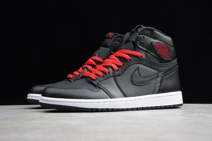 jordan 1 retro high black satin gym red - 555088-060