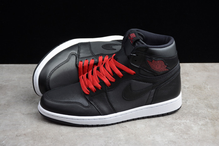 jordan 1 retro high black satin gym red - 555088-060